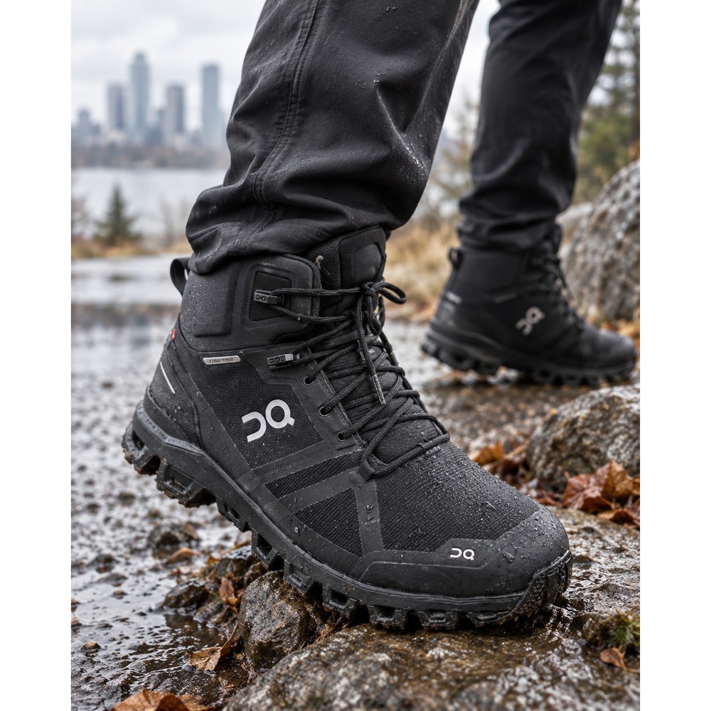 On Cloudrock Waterproof Hiking Boots All Black Swiss Engineering Men 8.5